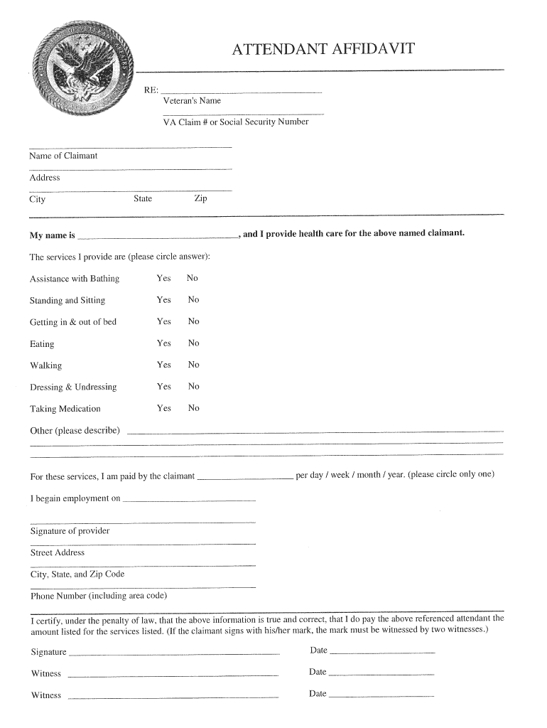 Attendant Affidavit  Form