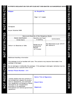 Iata Non Restricted  Form