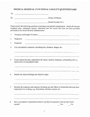 Physical Residual Functional Capacity Assessment Chiari  Form