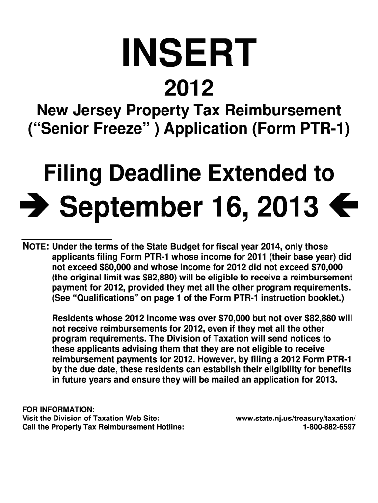  New Jersey Property Tax Reimbursement Senior Ze Application Form PTR 1 New Jersey Property Tax Reimbursement Senior Ze Applicati 2020