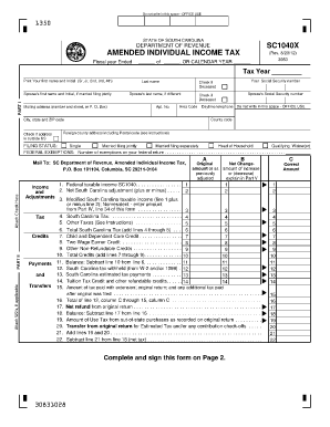 Sc Department of Revenue 1040x Form