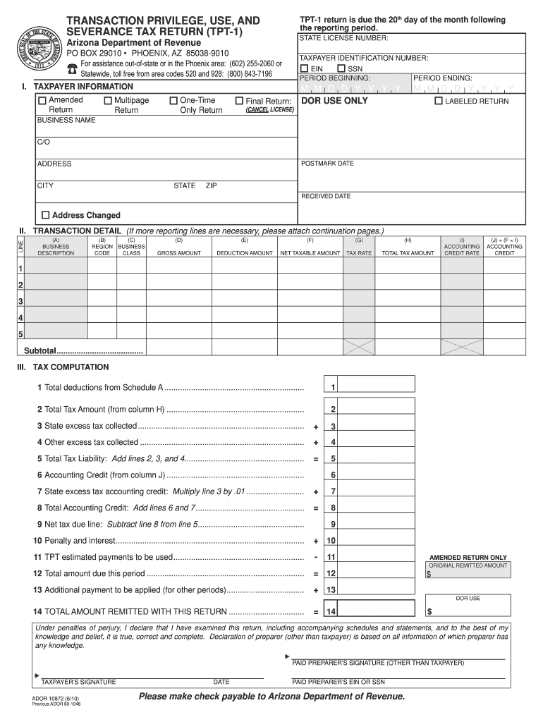 Transaction Privilege Use and Severance Tax Return  Form