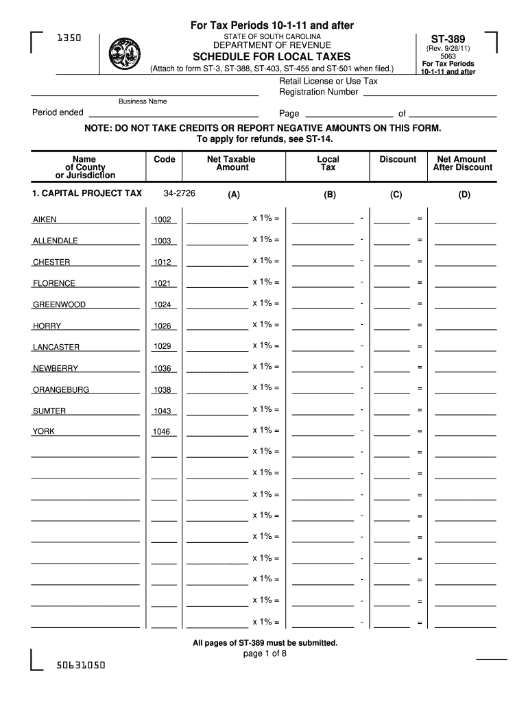  Sc Dept of Revenue Form St 389 2019