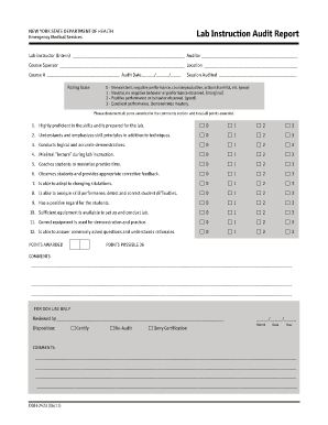 DOH 2423 Lab Instructor Audit Report New York State Department Health Ny  Form