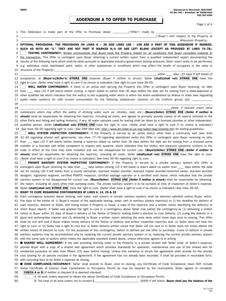  Addendum a Fillable Form 2009-2024