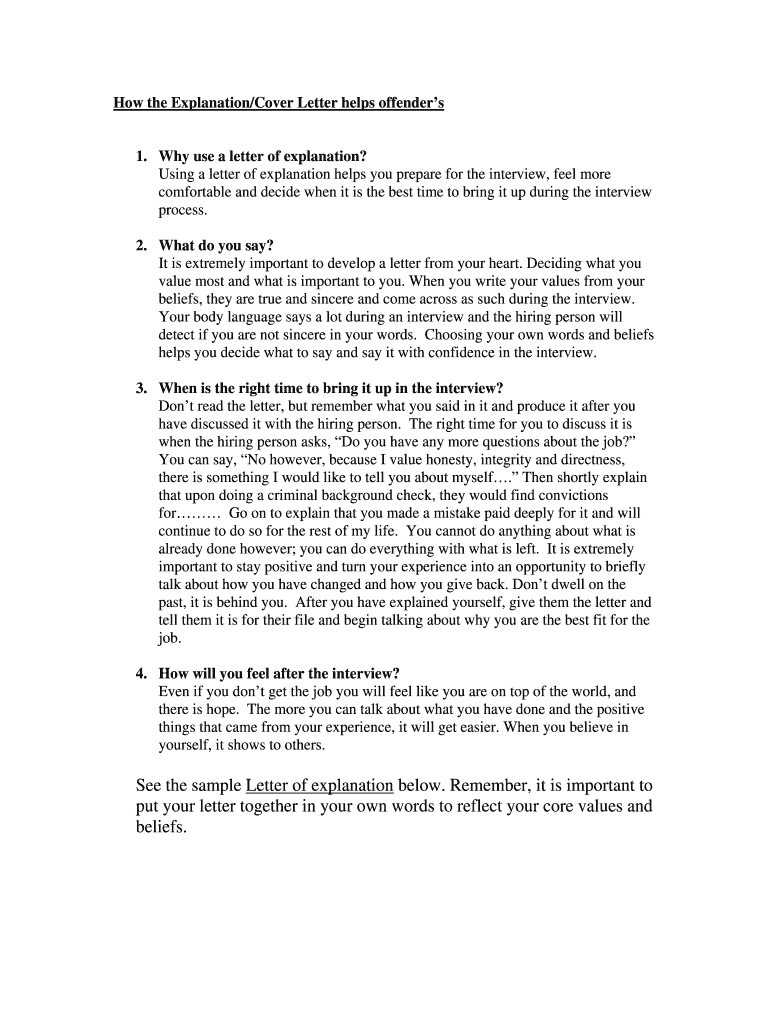 Letter of Explanation Template PDF  Form
