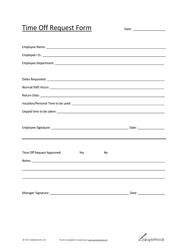 Get and Sign Time off Request Form