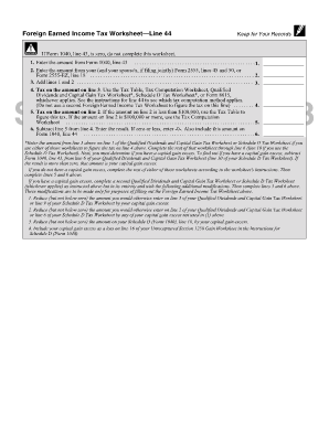 Foreign Earned Income Tax Worksheet  Form