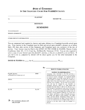 Tennessee Subpoena Form
