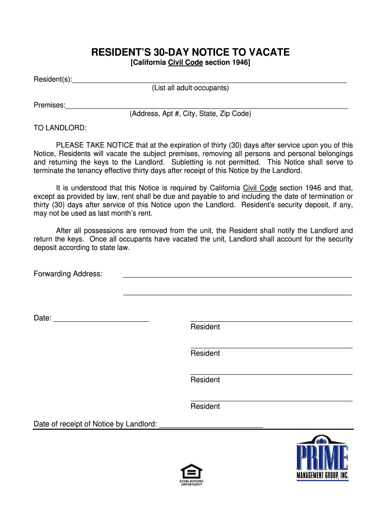 30 Day Notice To Landlord Template from www.signnow.com