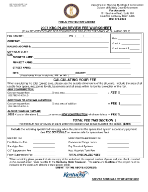 Kbc Plan Review Fee Worksheet Form