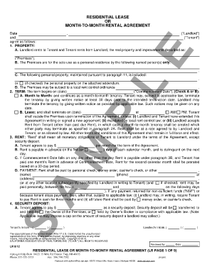 Residential Lease or Month to Month Rental Agreement ZipLogix  Form