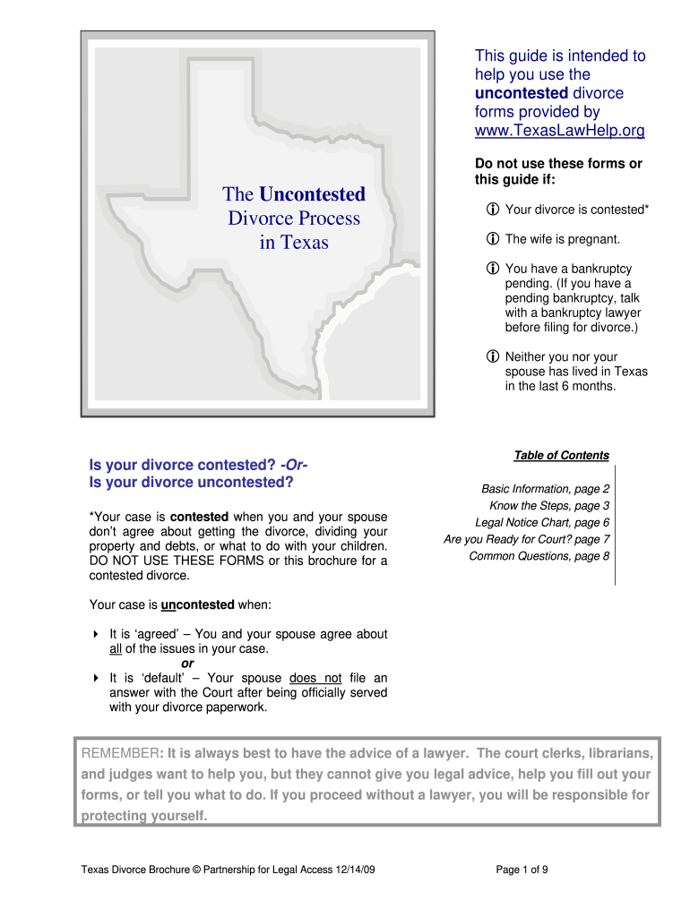  Texas Divorce Uncontested Process 2009-2023