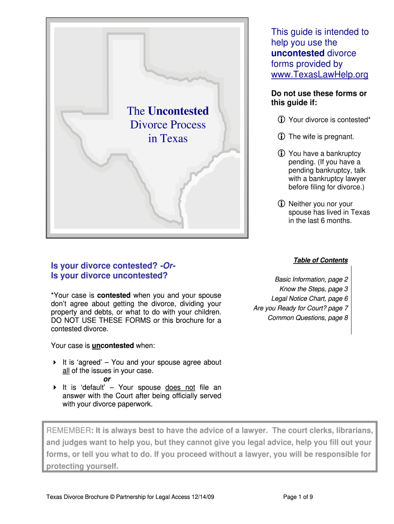  Texas Divorce Uncontested Process 2009-2024