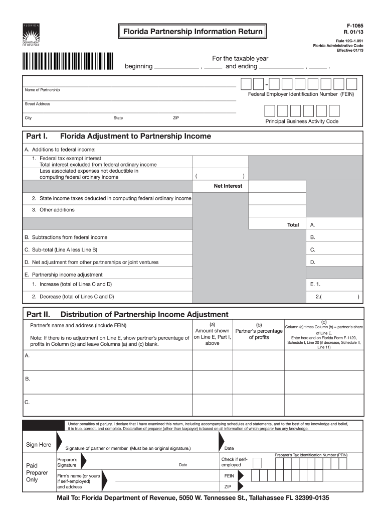  Florida F 1065n Form 2016