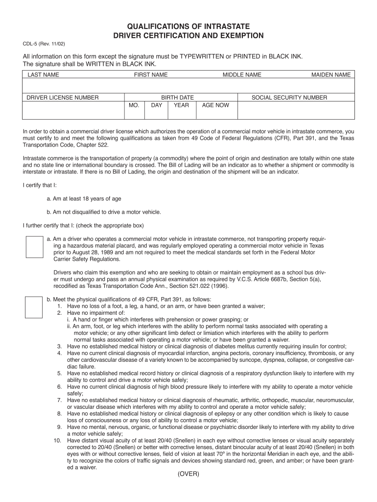  Tx Dps Intrastate Form 2002