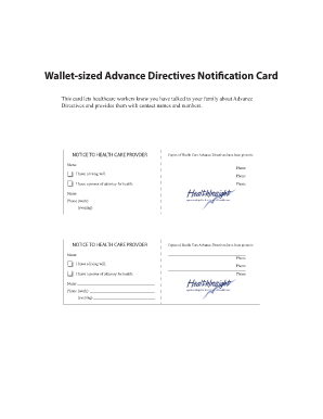 Advance Vaccine Directive Card  Form