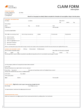 Efekta Insurance Claim Form