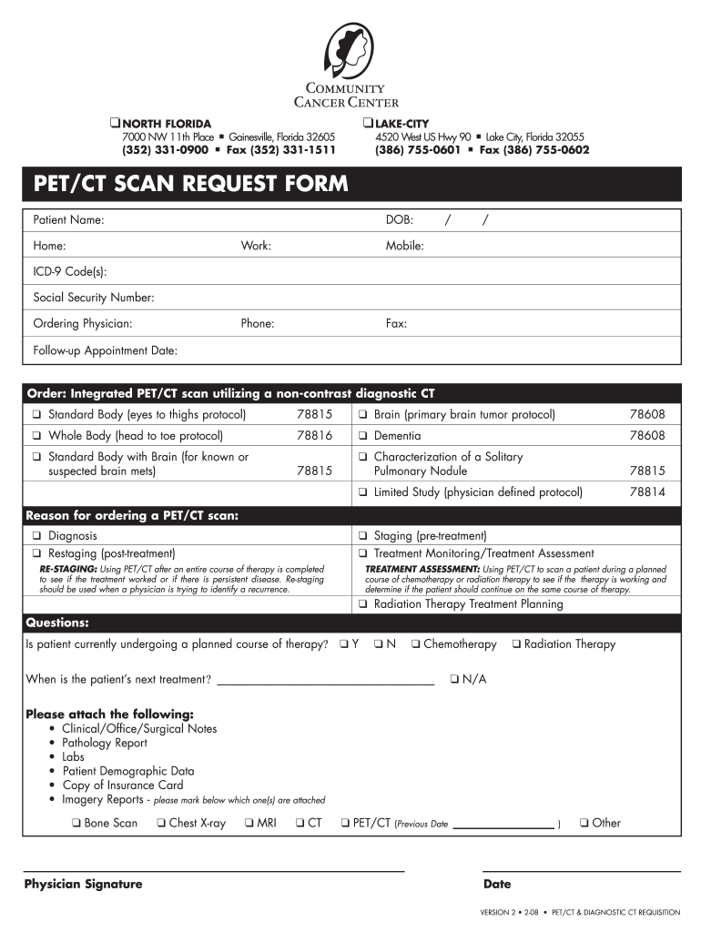 Get and Sign Ct Scan Request Form 2008-2022