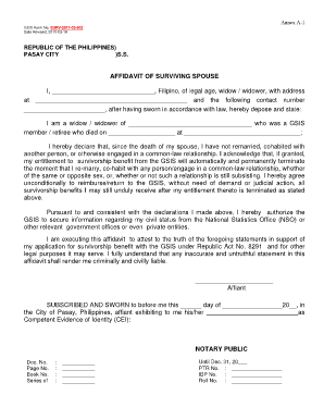 Gsis Self Declaration of Surviving Spouse Form