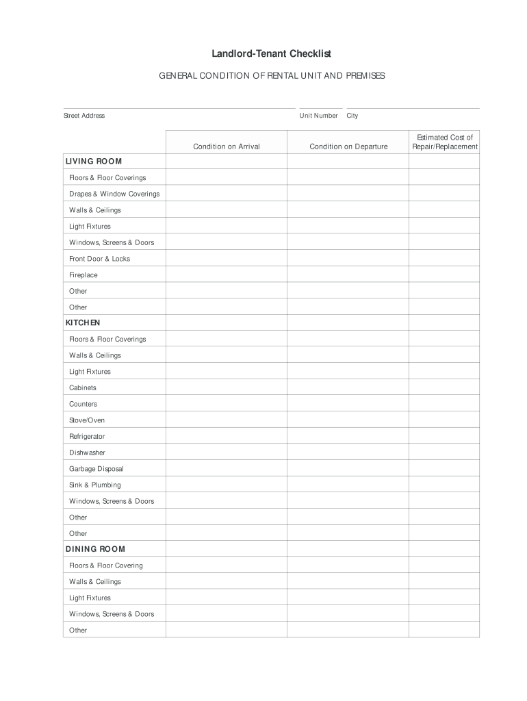 Monthly Landlord Checklist Template  Form