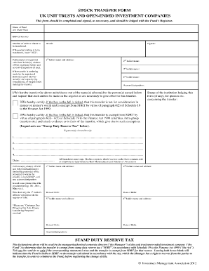 Completed Stock Transfer Form