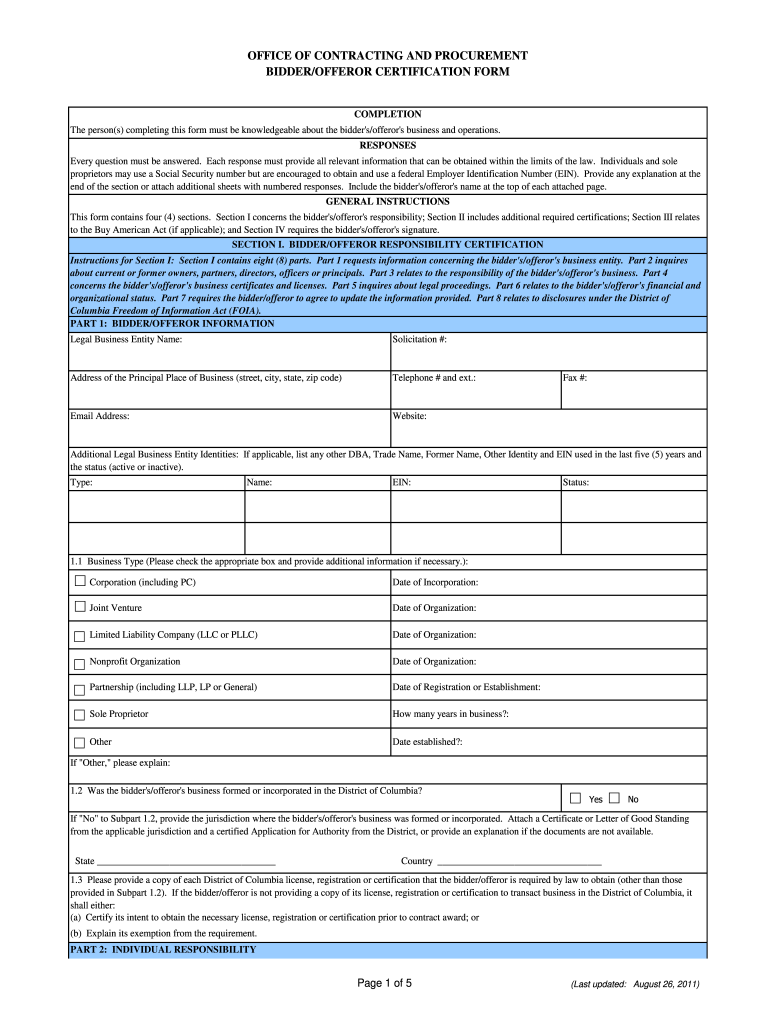  Dc Bidder Form 2011