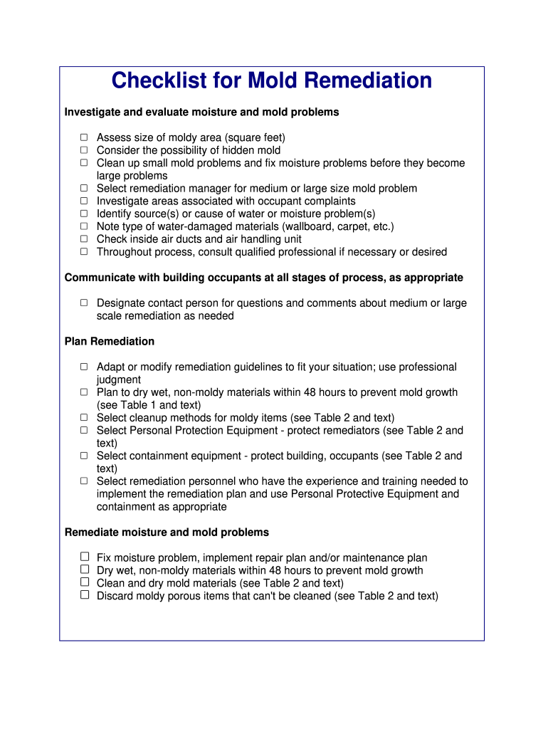 Checklist Mold  Form