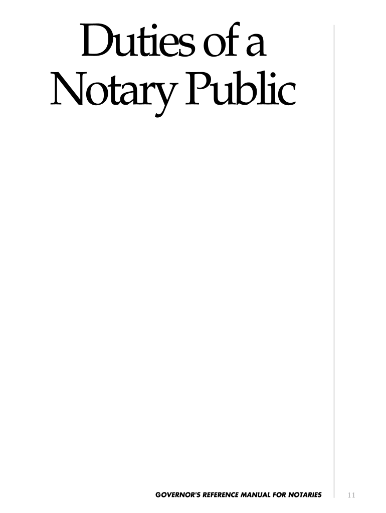 Governor&#039;s Reference Manual for Notaries  Form