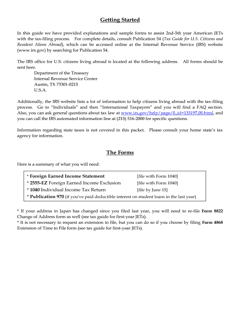 Instructions for Form 2555 EZ  Internal Revenue Service