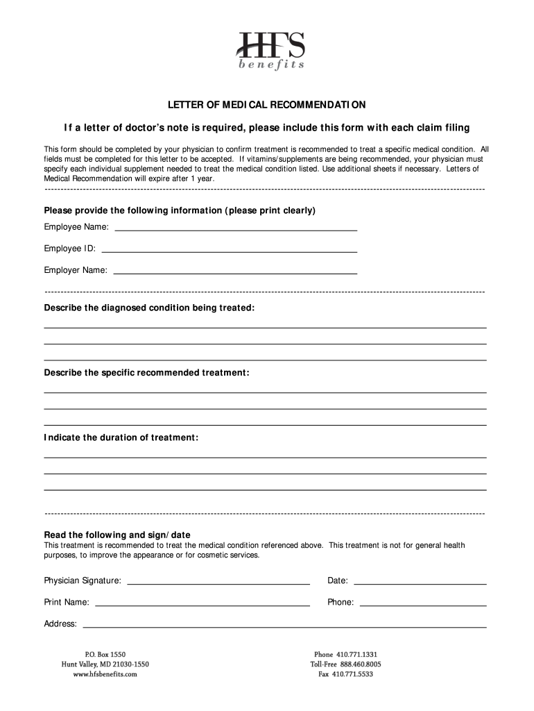 LETTER of MEDICAL RECOMMENDATION If a Letter of Doctor's  Form