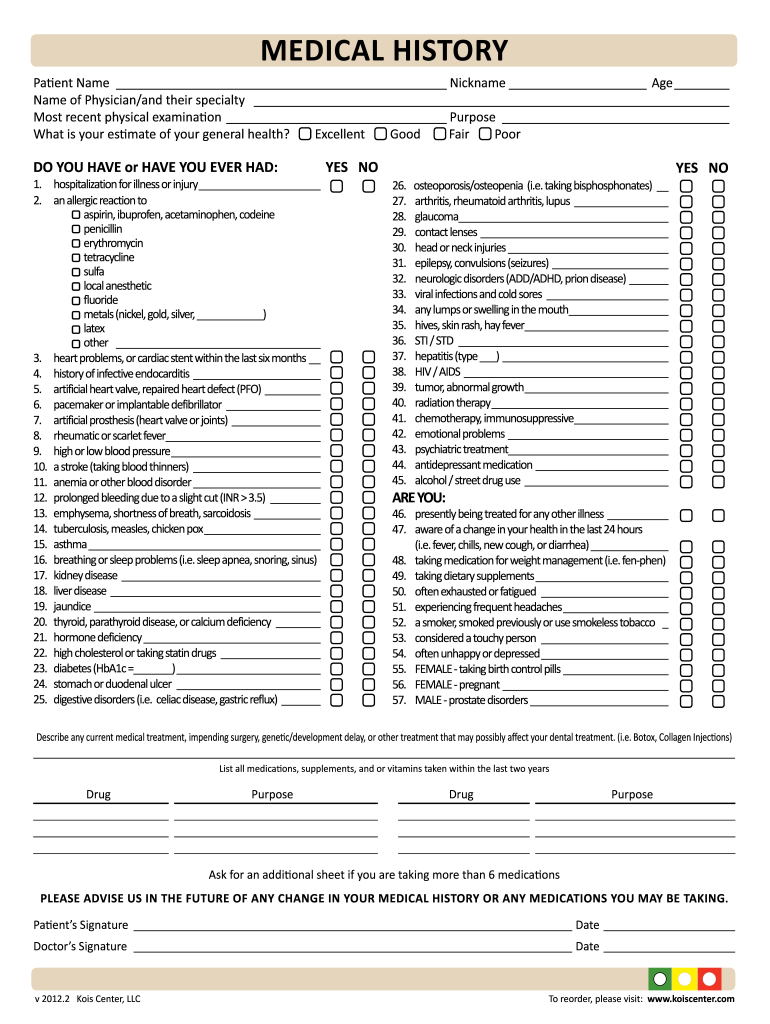 Get and Sign Family Medical History Form Printable 2012-2022