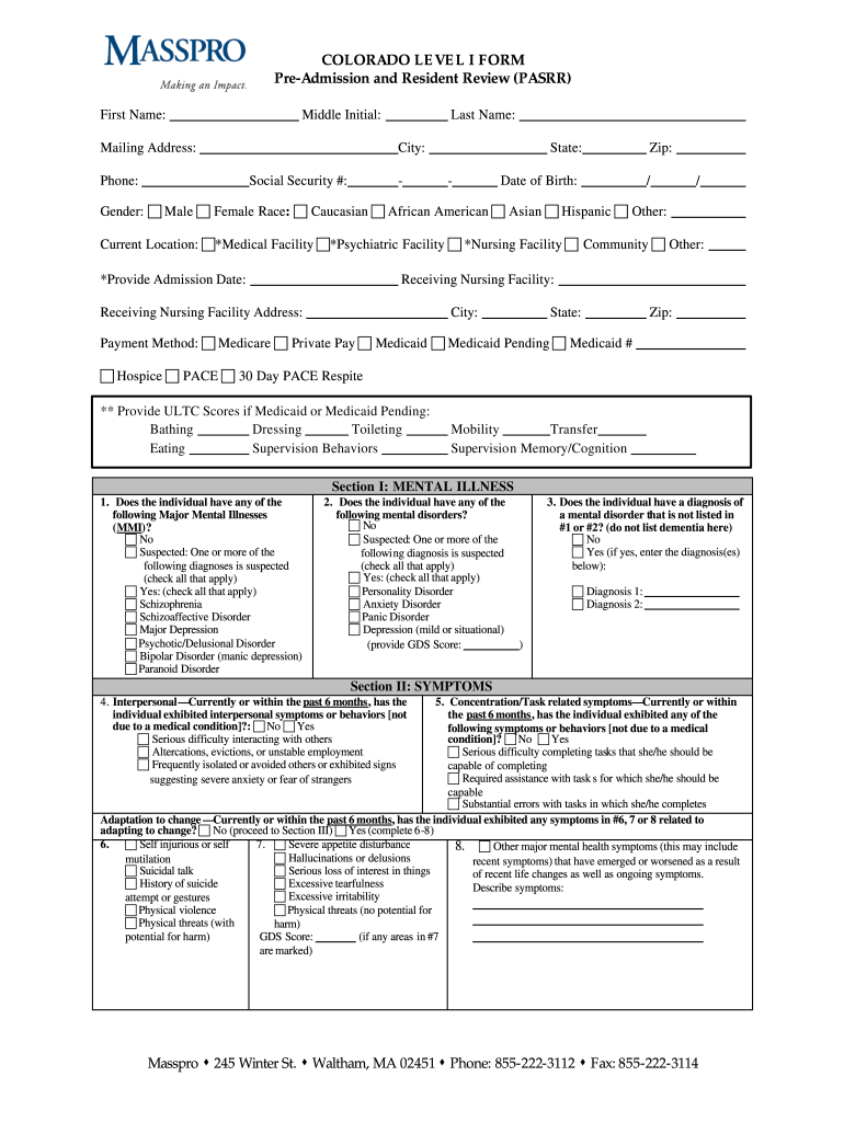 Pasrr Colorado  Form