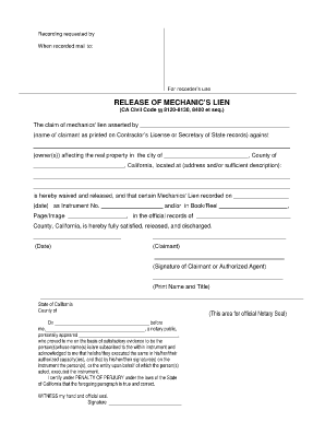 Release of Mechanics Lien Sacramento County Public Law Saclaw Lib Ca  Form