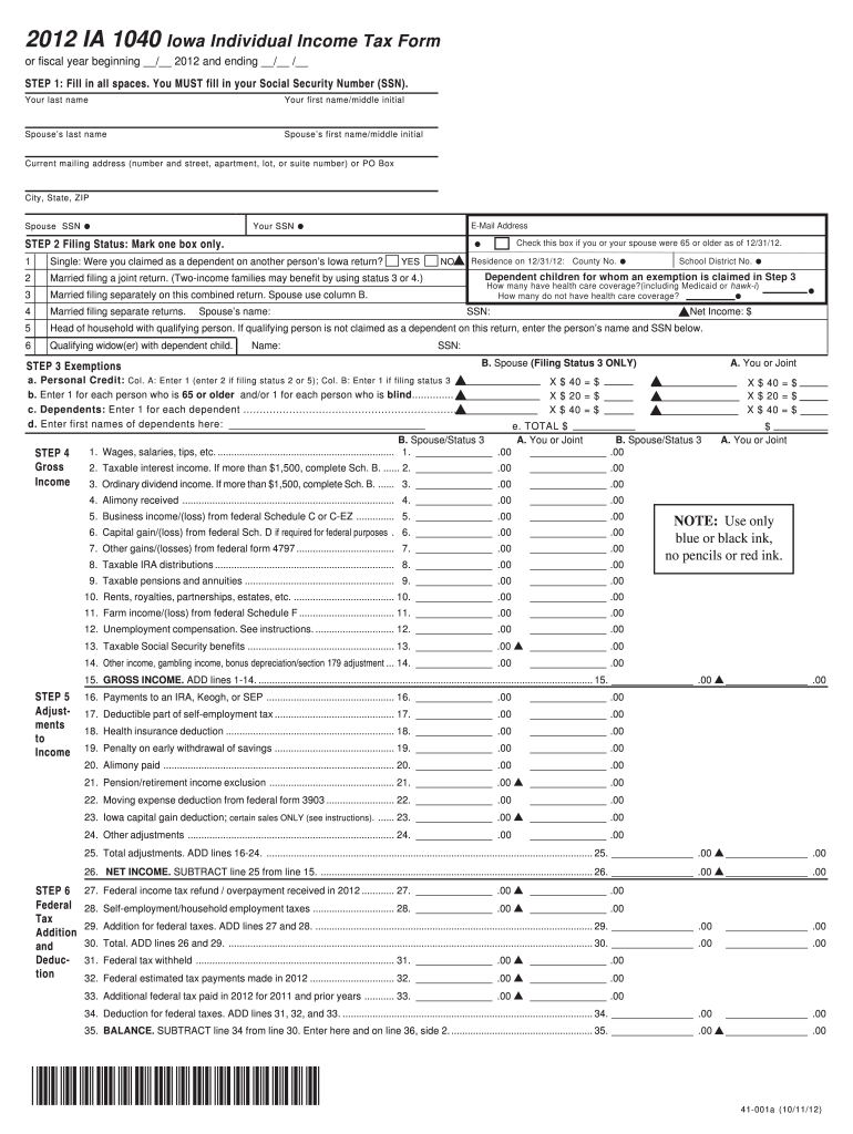 Get and Sign Iowa 1040 Form 2012-2022