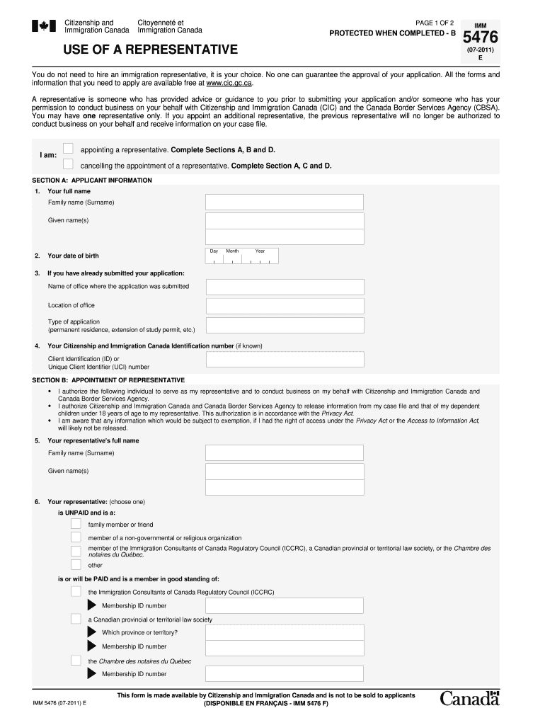 Get and Sign Canadian Visa Application Form PDF 2011-2022