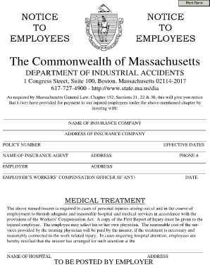Notice to Employees Poster English Mass Gov Mass  Form