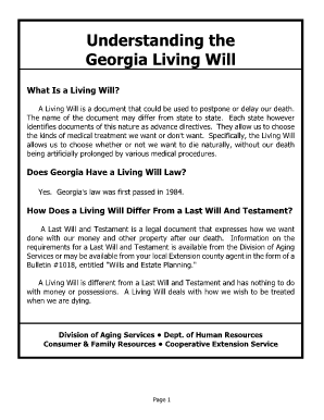 Ga Living Will PDF  Form