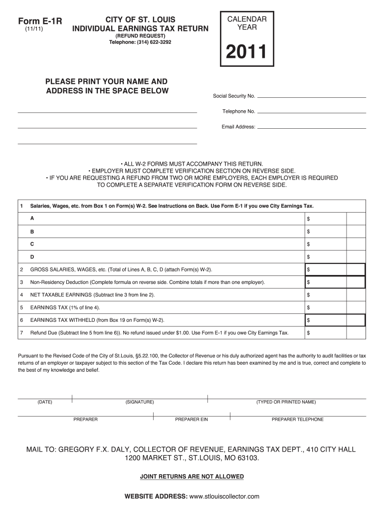  Form E 1r Missouri 2011