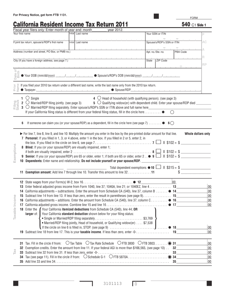  Form 540 Instructions 2019