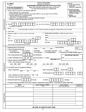 Nj Complete Business Registration Package Form