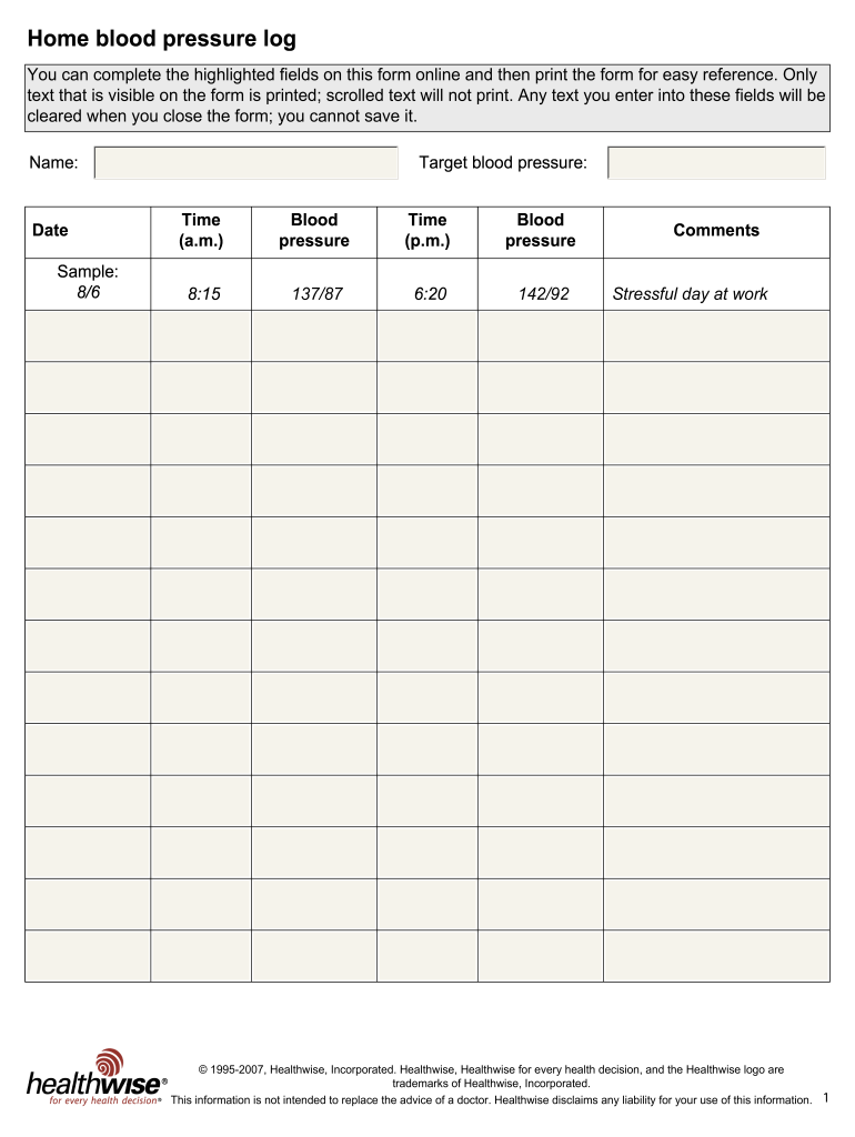 Free Printable Medical Forms Blood Sugar