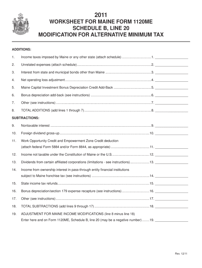 Maine 1120me Instructions Form