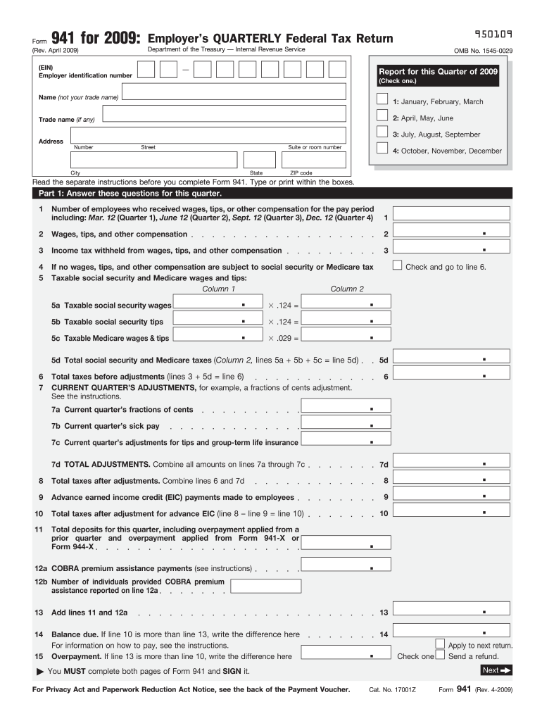  Form 941 2009