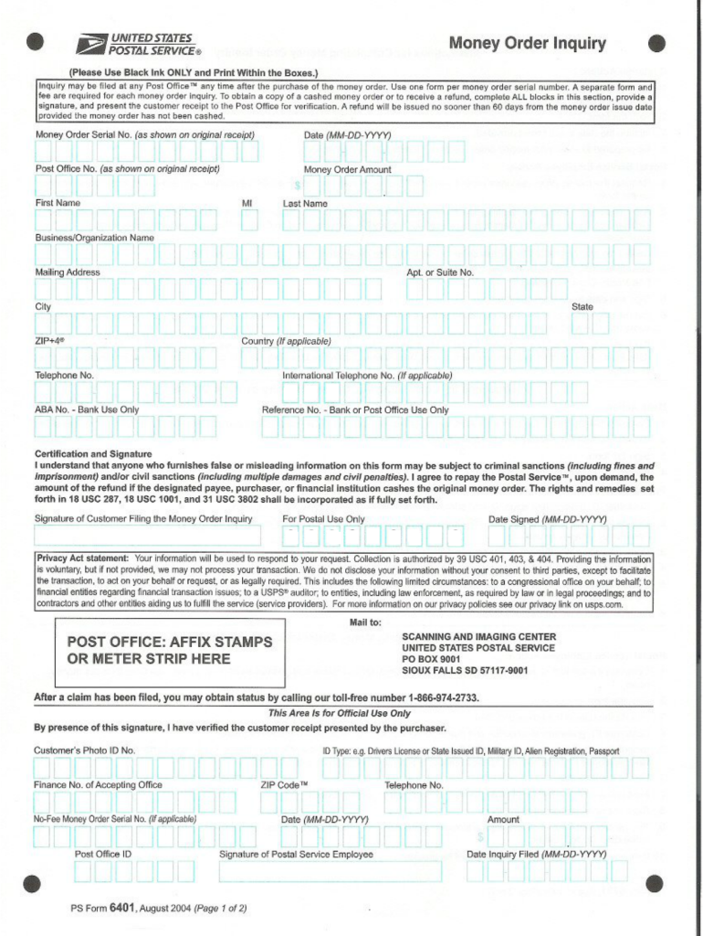  Ps Form 6401 2004-2024