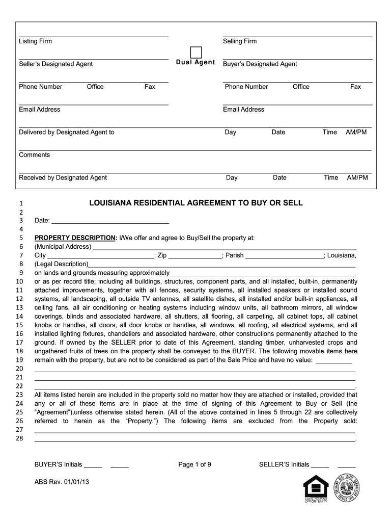  Louisiana Agreement Purchase Form 2015