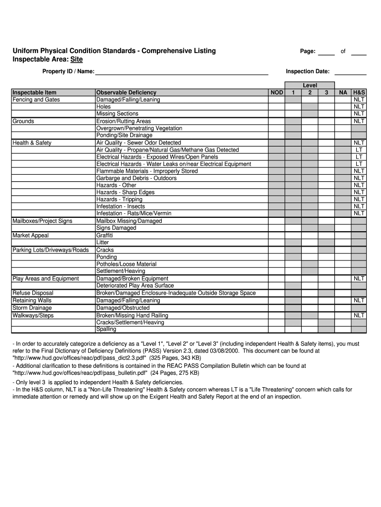 hud site visit checklist