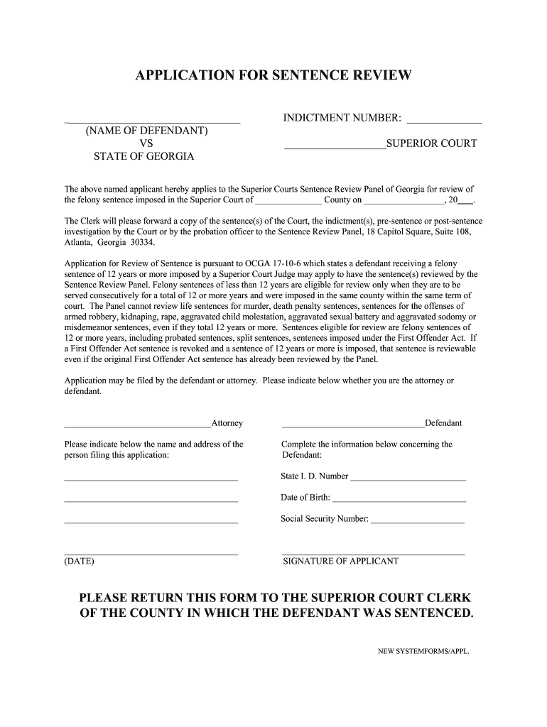 Georgia Sentence Modification Form