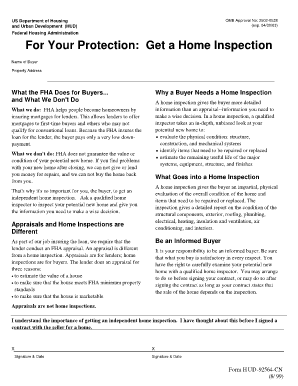 For Your Protection Get a Home Inspection Hud Form