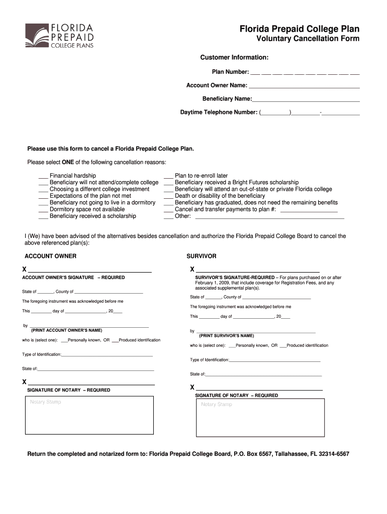 Florida Prepaid College Plan  Form